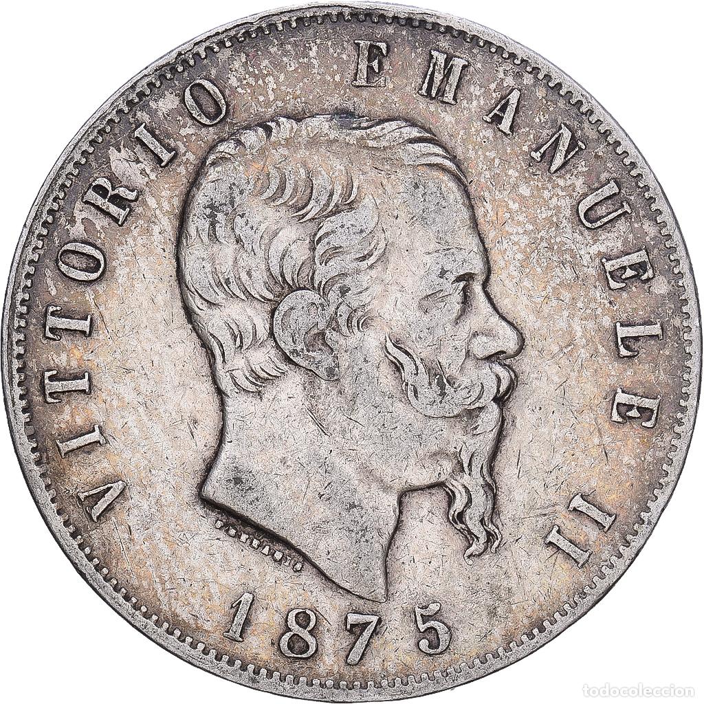 Monedas antiguas de Europa: [#1168177] Italia, Vittorio Emanuele II, 5 Lire, 1875, Milan, Plata, MBC, KM:8.3