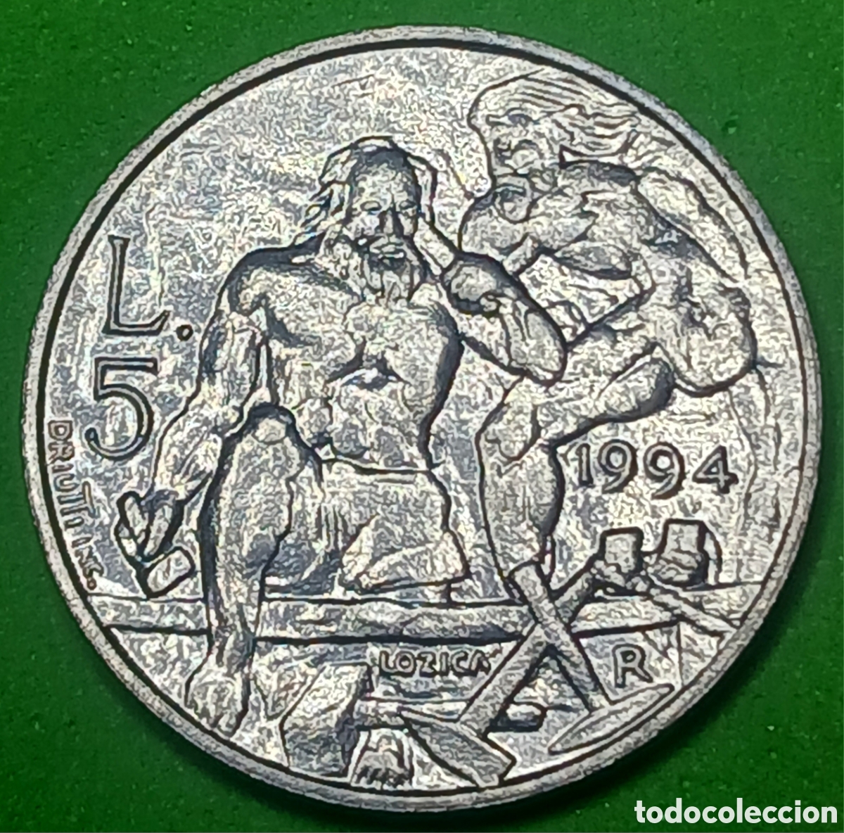 Monedas antiguas de Europa: San Marino 5 liras 1994 km#308 poco com&uacute;n!!