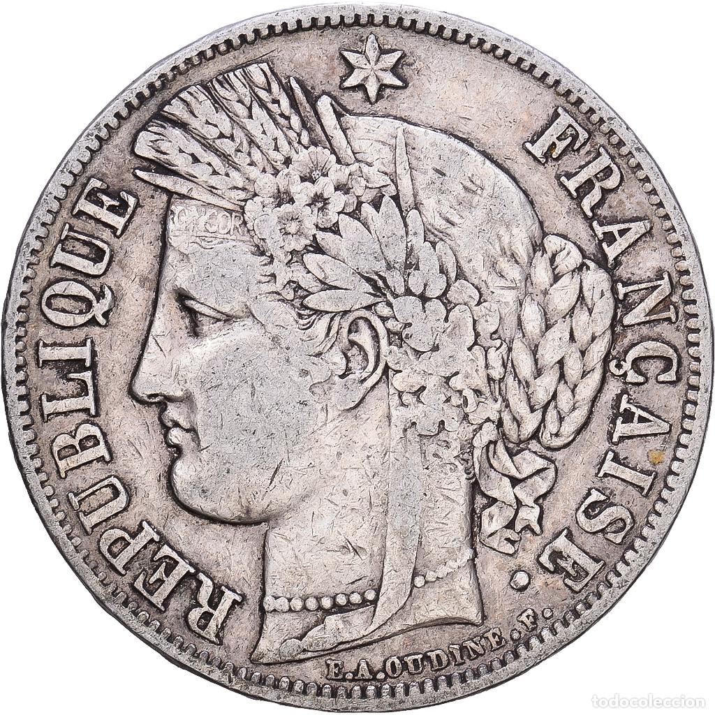Monedas antiguas de Europa: [#1168202] Francia, 5 Francs, C&eacute;r&egrave;s, 1850, Paris, Plata, BC+, KM:761.1