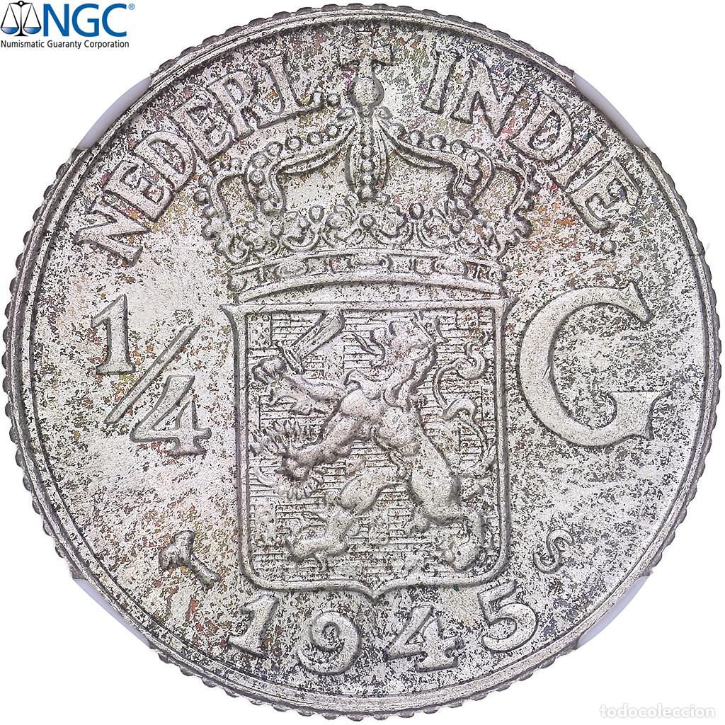 Monedas antiguas de Europa: [#1548205] INDIAS ORIENTALES HOLANDESAS, Wilhelmina I, 1/4 Gulden, 1945, San Francisco