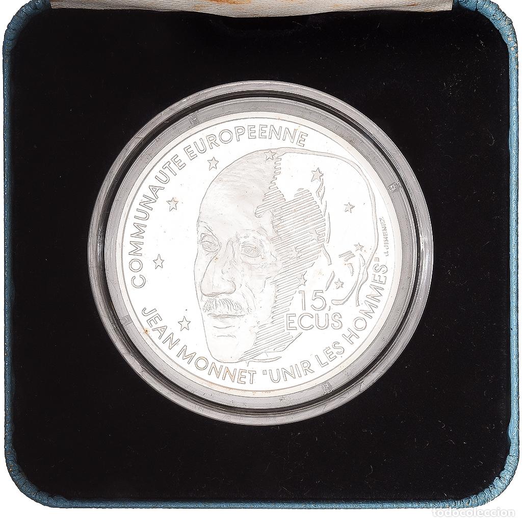 Monedas antiguas de Europa: [#1168131] Francia, 100 Francs-15 Ecus, Jean Monnet, 1992, Monnaie de Paris, BE, Plata