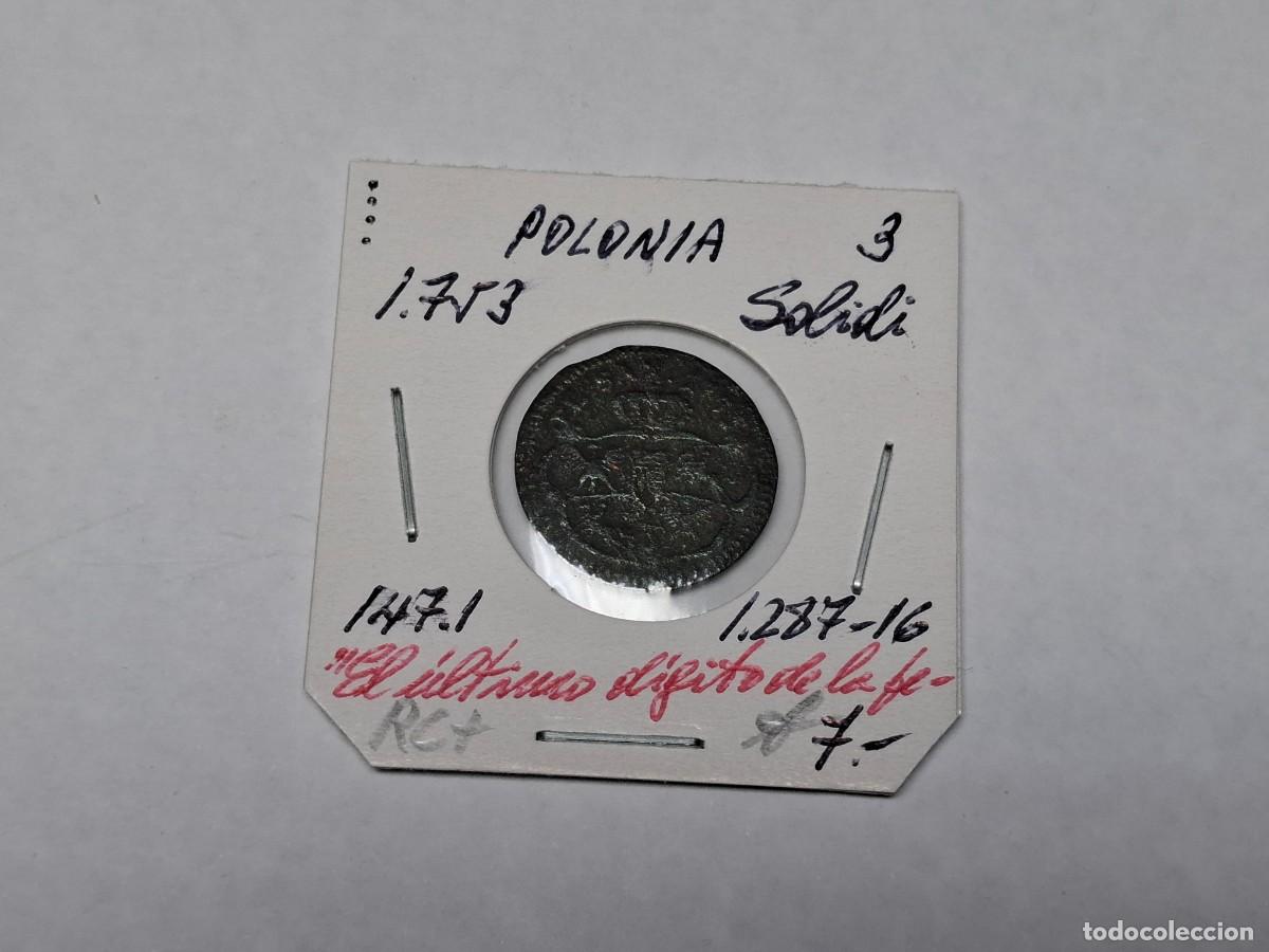 Monedas antiguas de Europa: 3 SOLIDI de 1753 KM 147.1 POLONIA en RC+