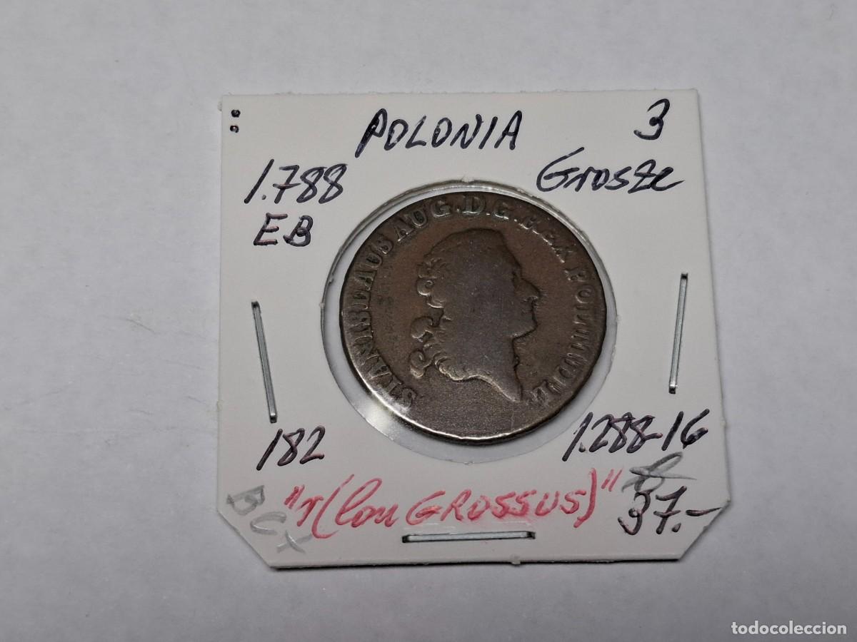 Monedas antiguas de Europa: 3 GROSZE de 1788 EB KM 182 POLONIA en BC+