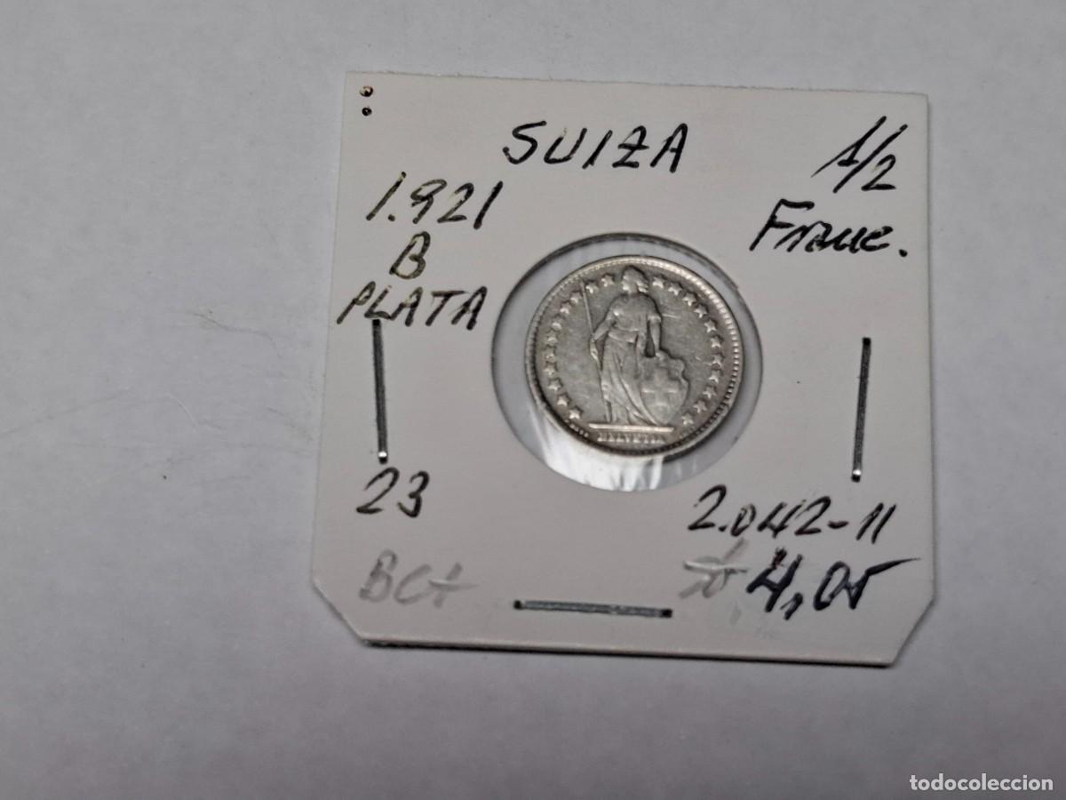 Monedas antiguas de Europa: 1/2 FRANCO de PLATA de 1921 B KM 23 SUIZA en BC+