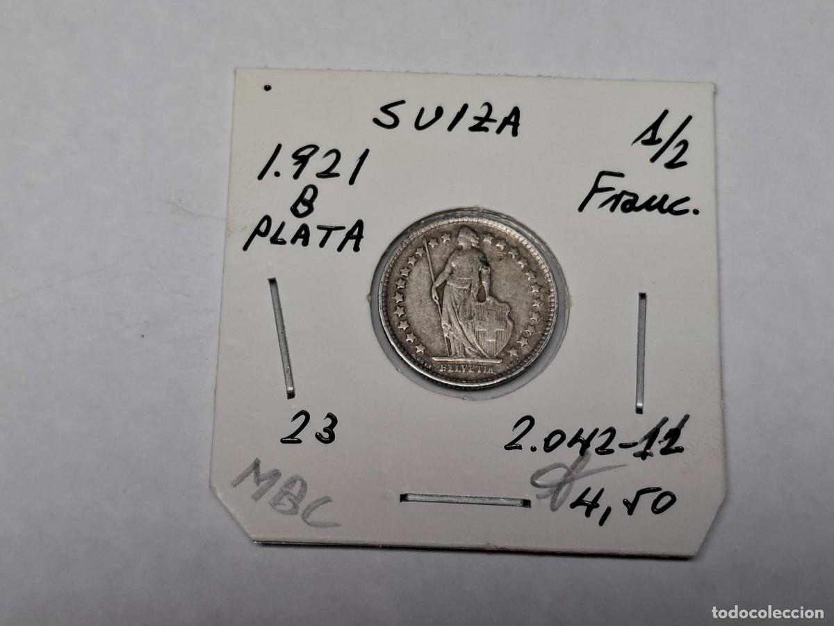 Monedas antiguas de Europa: 1/2 FRANCO de PLATA de 1921 B KM 23 SUIZA en MBC