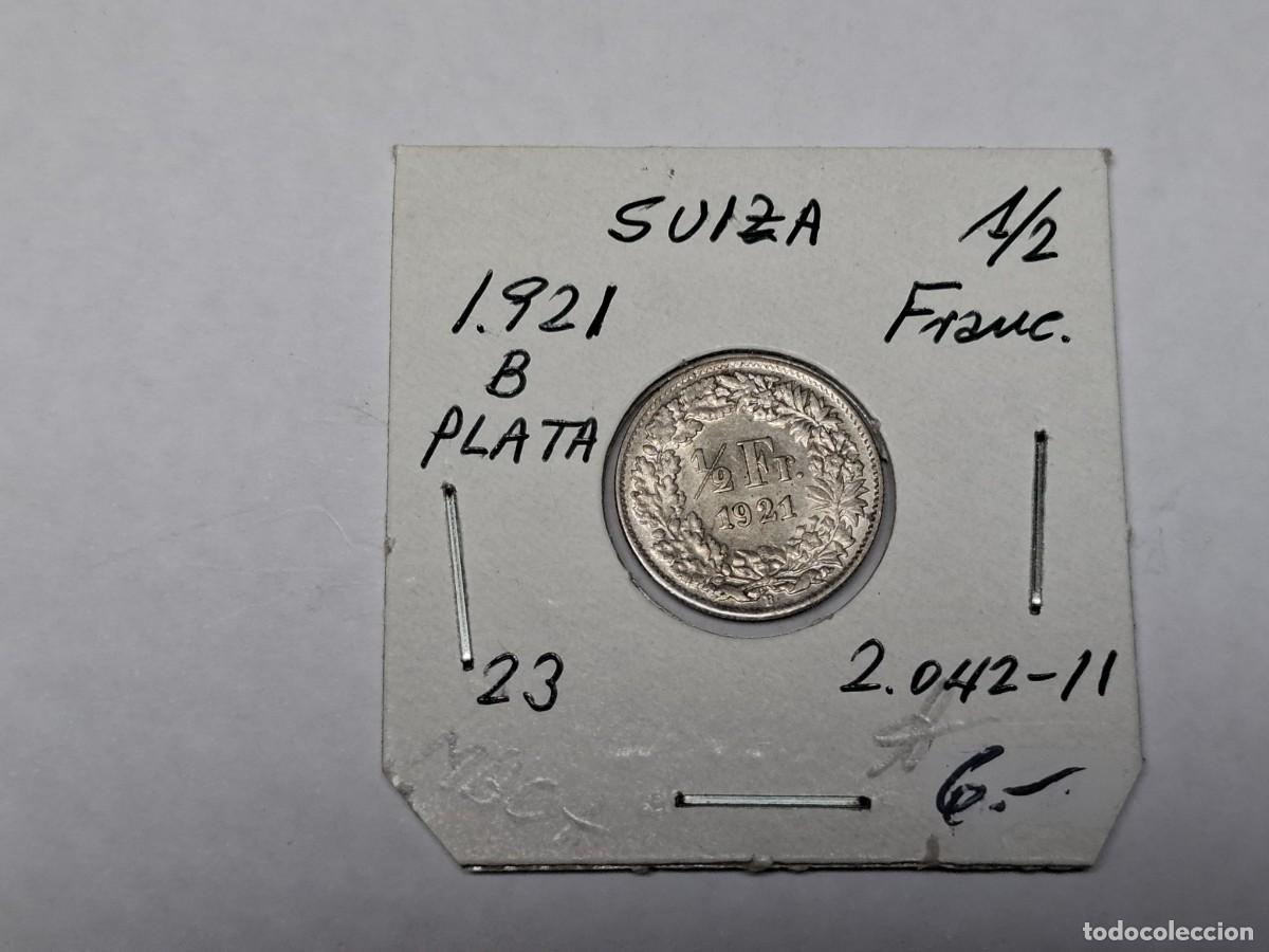 Monedas antiguas de Europa: 1/2 FRANCO de PLATA de 1921 B KM 23 SUIZA en MBC+
