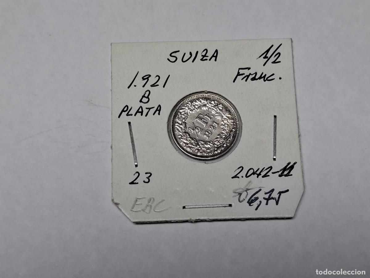 Monedas antiguas de Europa: 1/2 FRANCO de PLATA de 1921 B KM 23 SUIZA en EBC