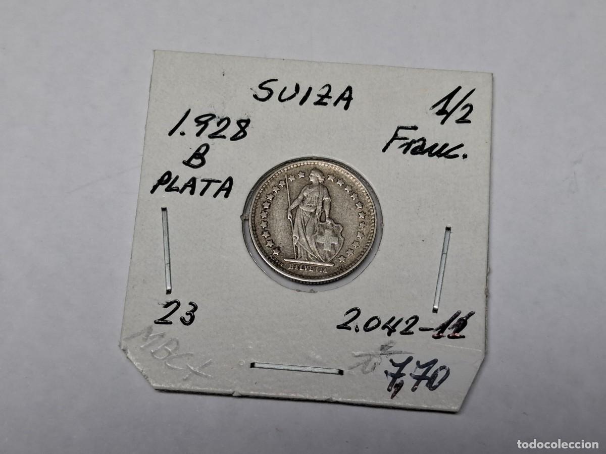 Monedas antiguas de Europa: 1/2 FRANCO de PLATA de 1928 B KM 23 SUIZA en MBC+