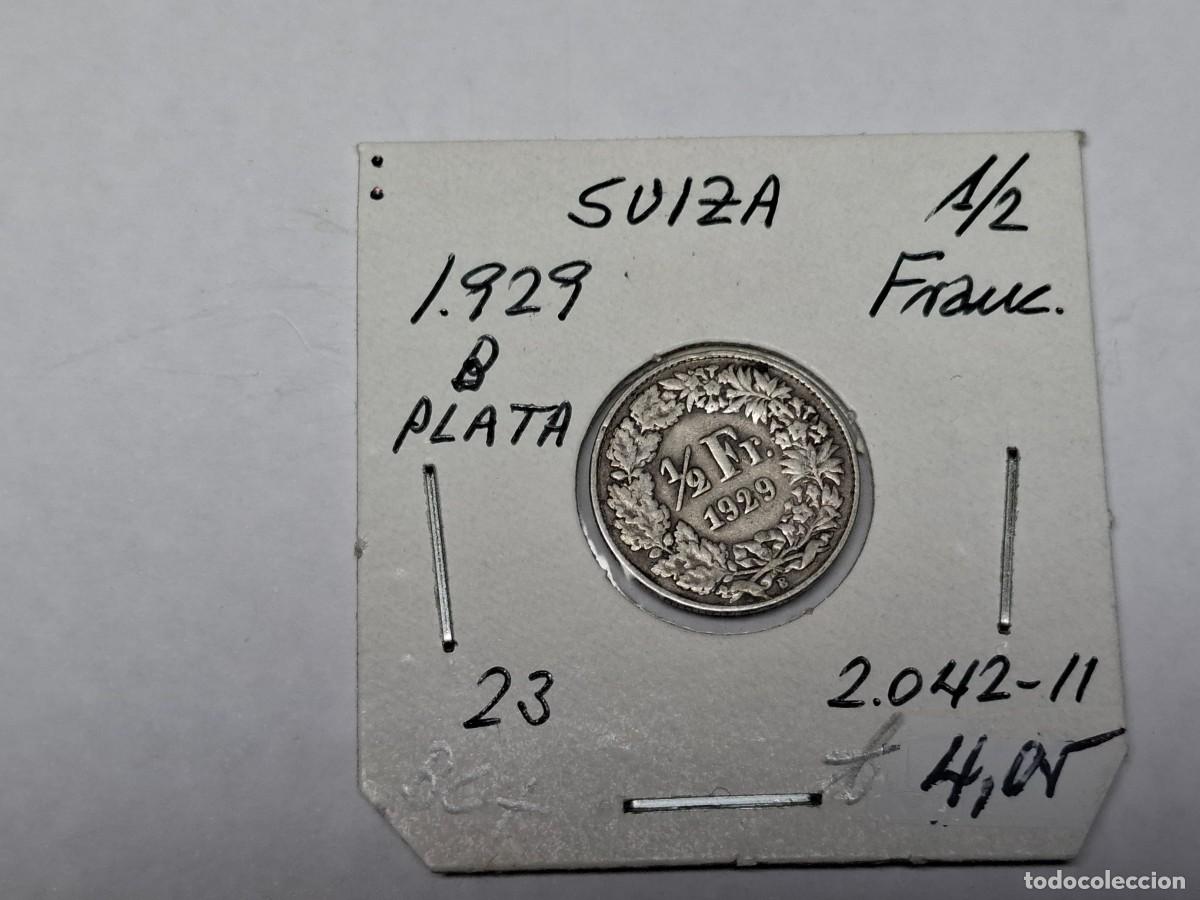 Monedas antiguas de Europa: 1/2 FRANCO de PLATA de 1929 B KM 23 SUIZA en BC+
