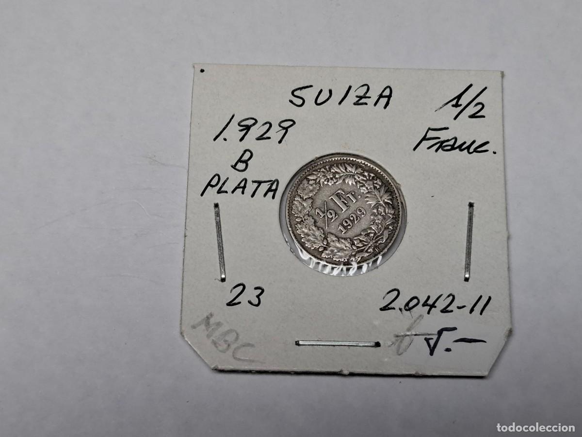 Monedas antiguas de Europa: 1/2 FRANCO de PLATA de 1929 B KM 23 SUIZA en MBC