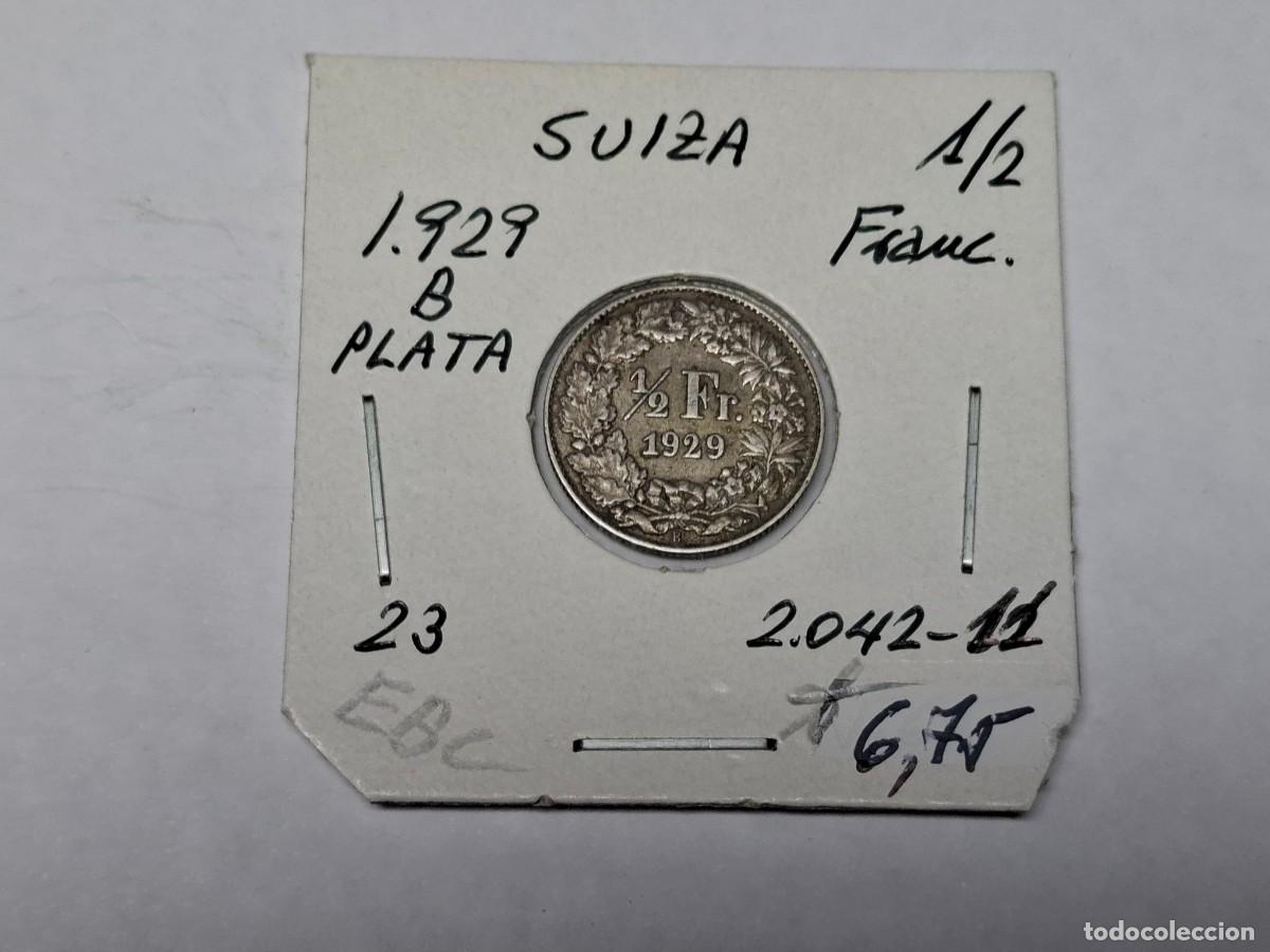 Monedas antiguas de Europa: 1/2 FRANCO de PLATA de 1929 B KM 23 SUIZA en EBC