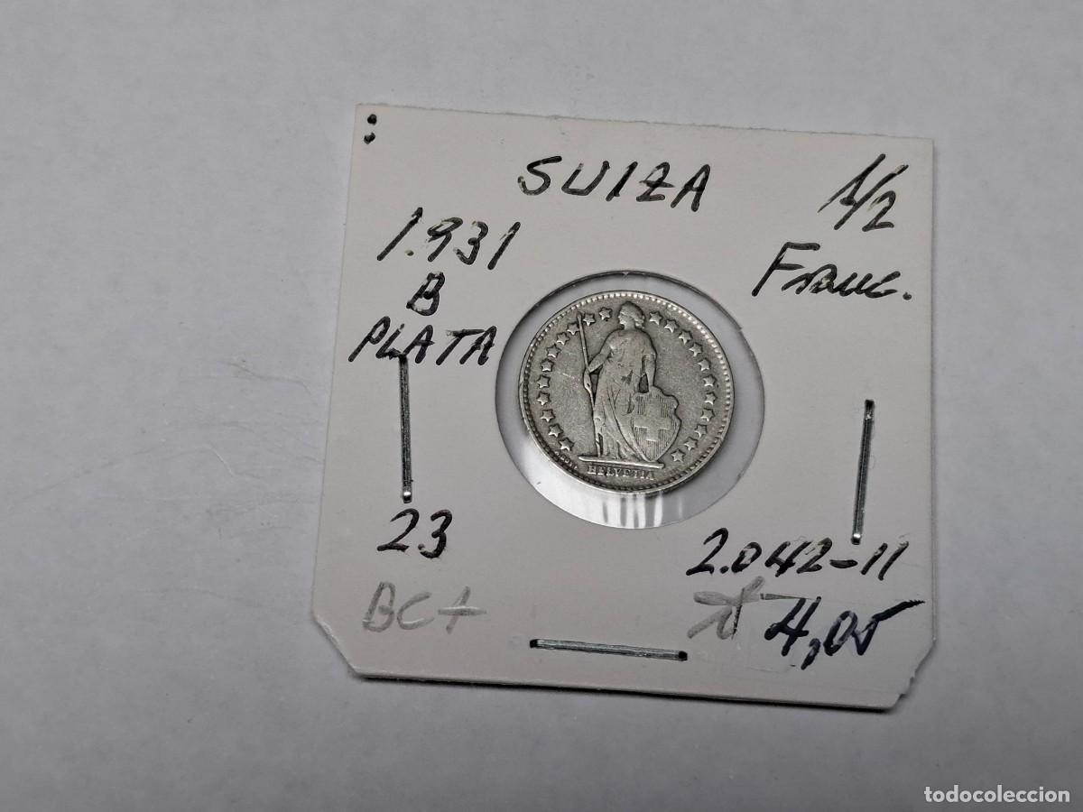 Monedas antiguas de Europa: 1/2 FRANCO de PLATA de 1931 B KM 23 SUIZA en BC+