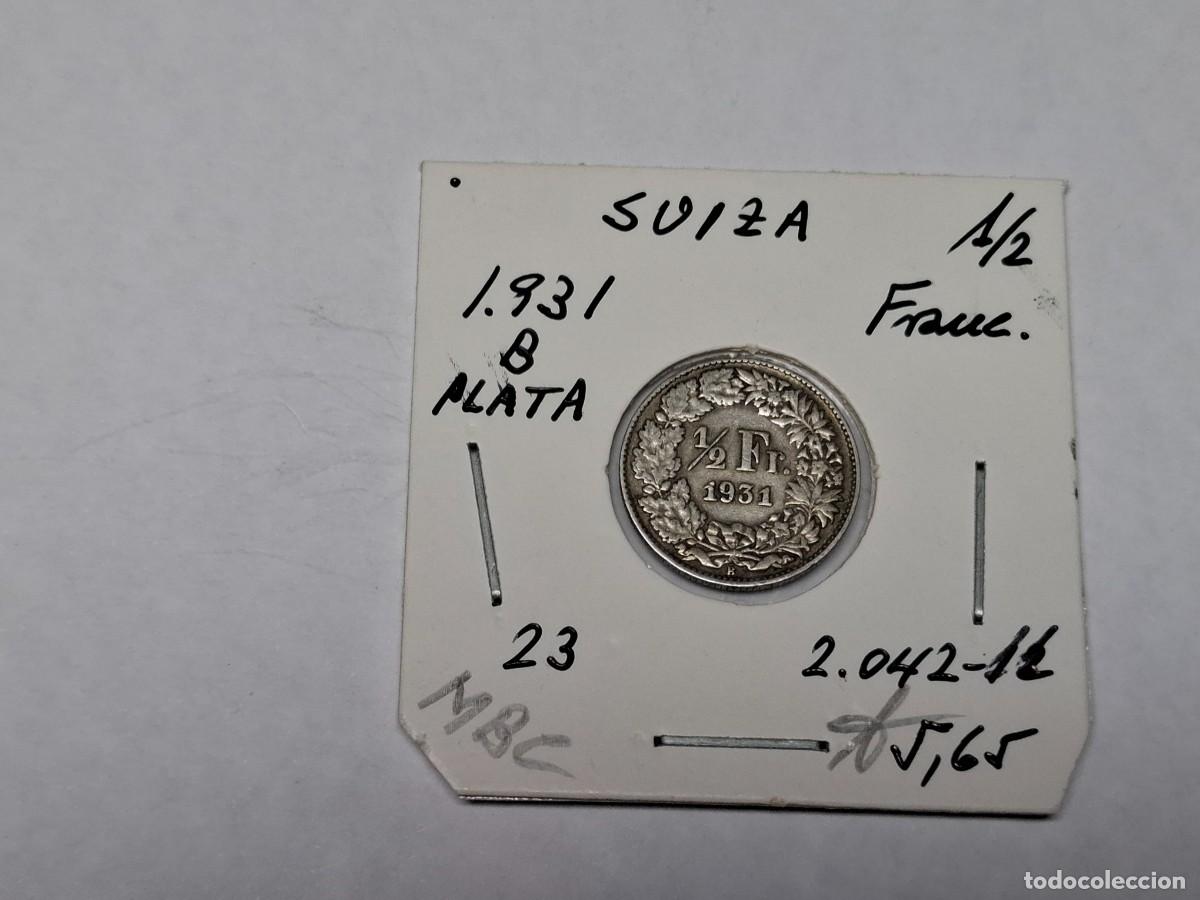 Monedas antiguas de Europa: 1/2 FRANCO de PLATA de 1931 B KM 23 SUIZA en MBC