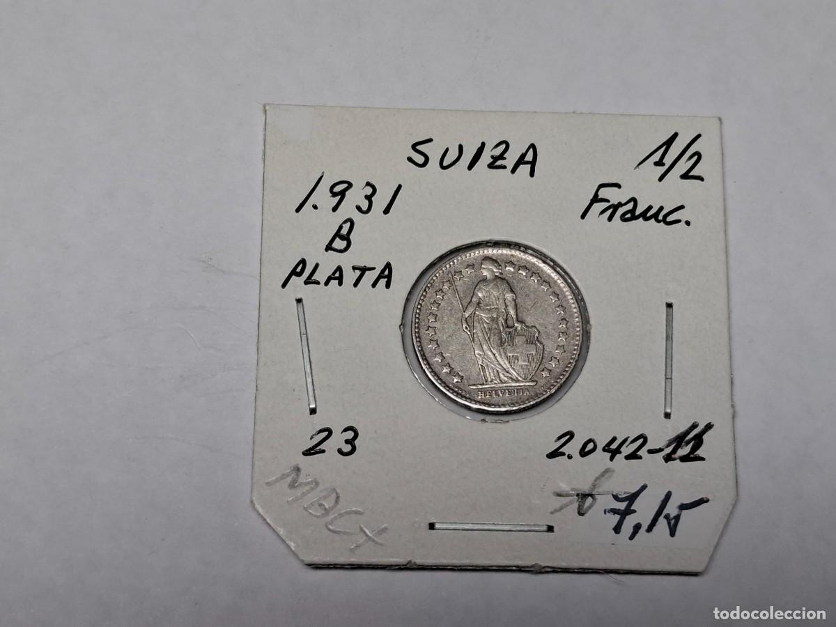 Monedas antiguas de Europa: 1/2 FRANCO de PLATA de 1931 B KM 23 SUIZA en MBC+