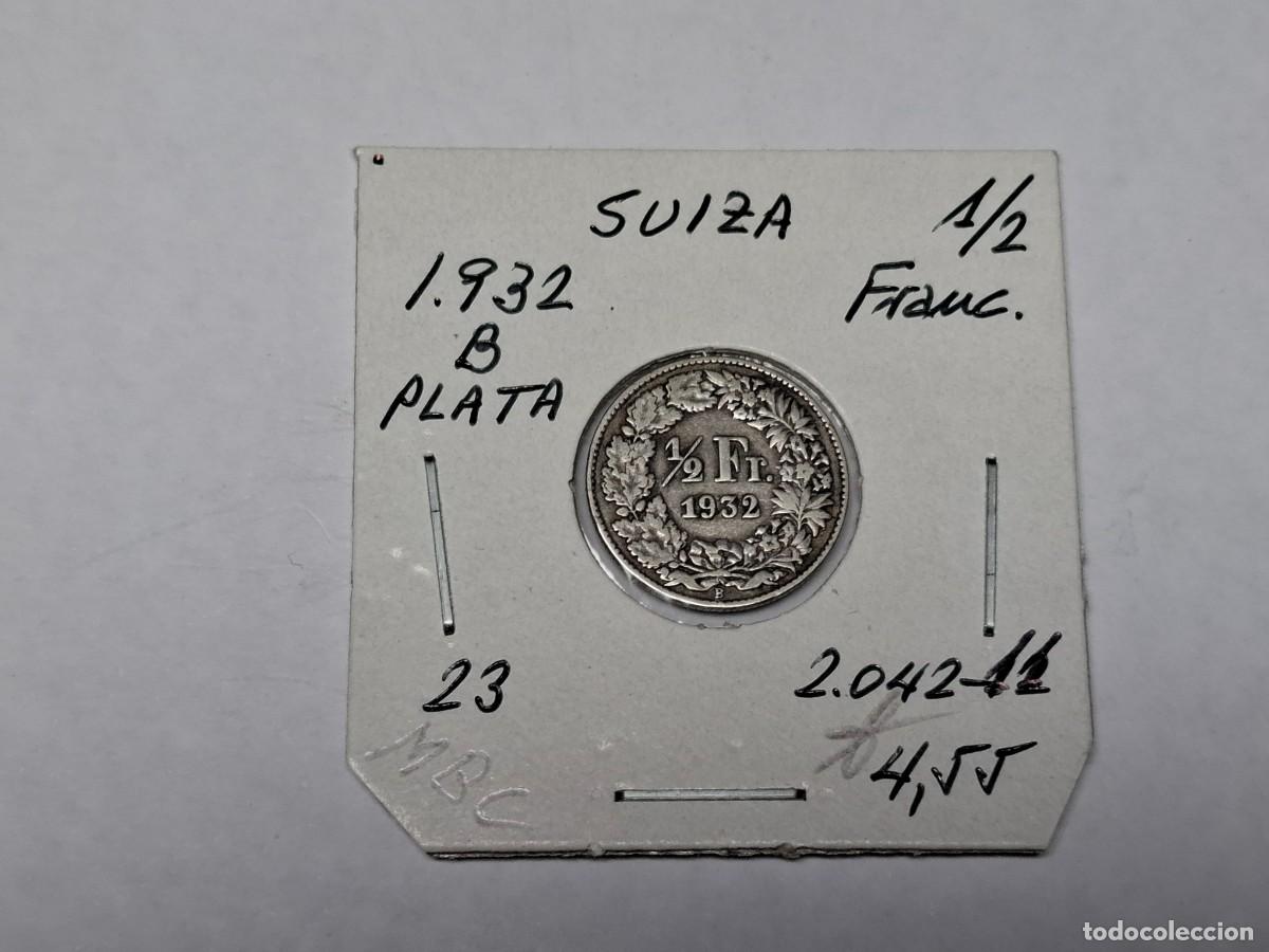 Monedas antiguas de Europa: 1/2 FRANCO de PLATA de 1932 B KM 23 SUIZA en MBC