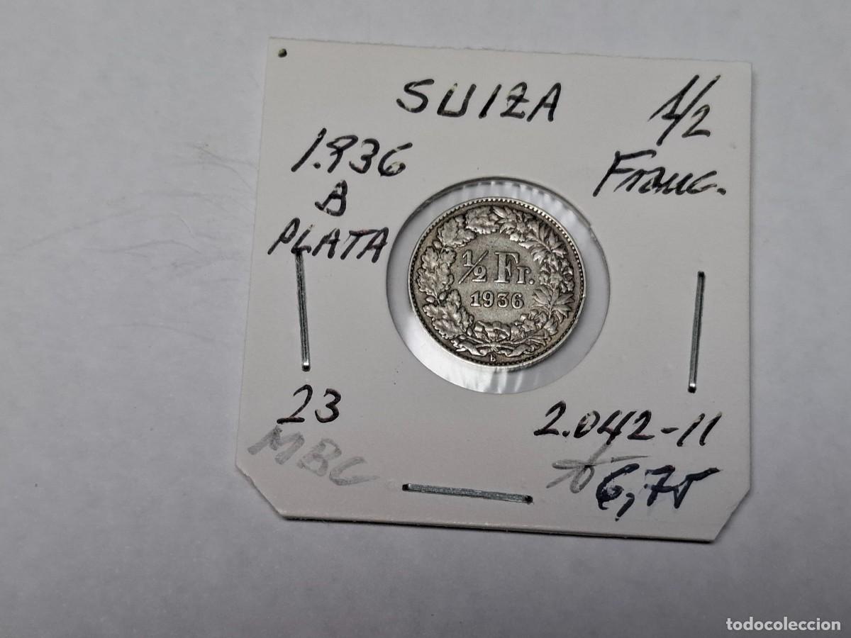 Monedas antiguas de Europa: 1/2 FRANCO de PLATA de 1936 B KM 23 SUIZA en MBC