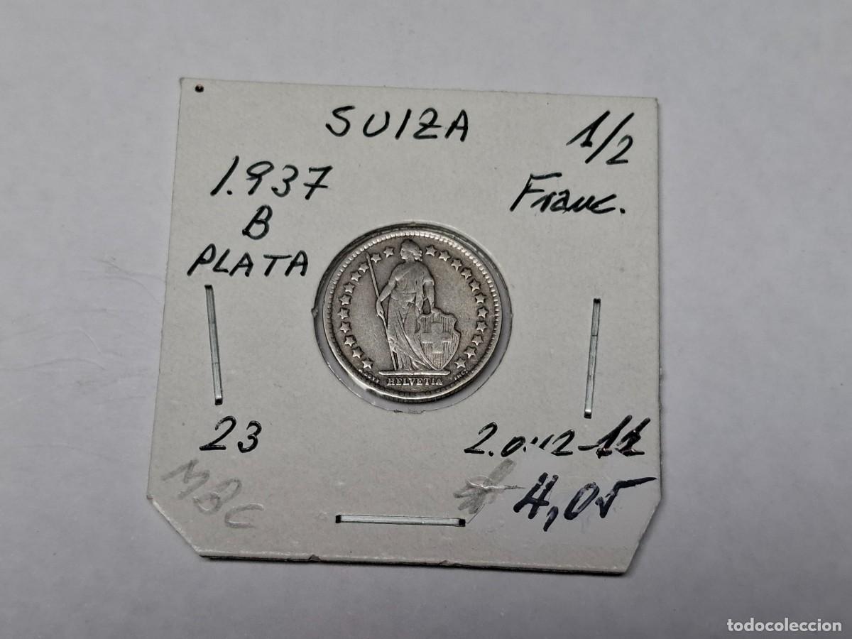 Monedas antiguas de Europa: 1/2 FRANCO de PLATA de 1937 B KM 23 SUIZA en MBC