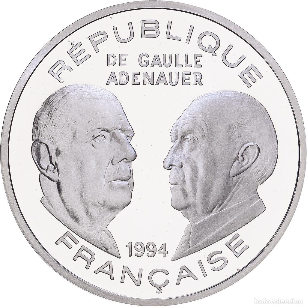 Monedas antiguas de Europa: [#1168116] Francia, 100 Francs, De Gaulle - Adenauer, 1994, BE, Plata, FDC, Gadoury:C89
