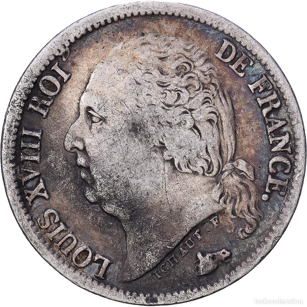 Monedas antiguas de Europa: [#1168237] Francia, Louis XVIII, 1/2 Franc, 1823, Paris, Plata, BC+, Gadoury:401, KM:708.1