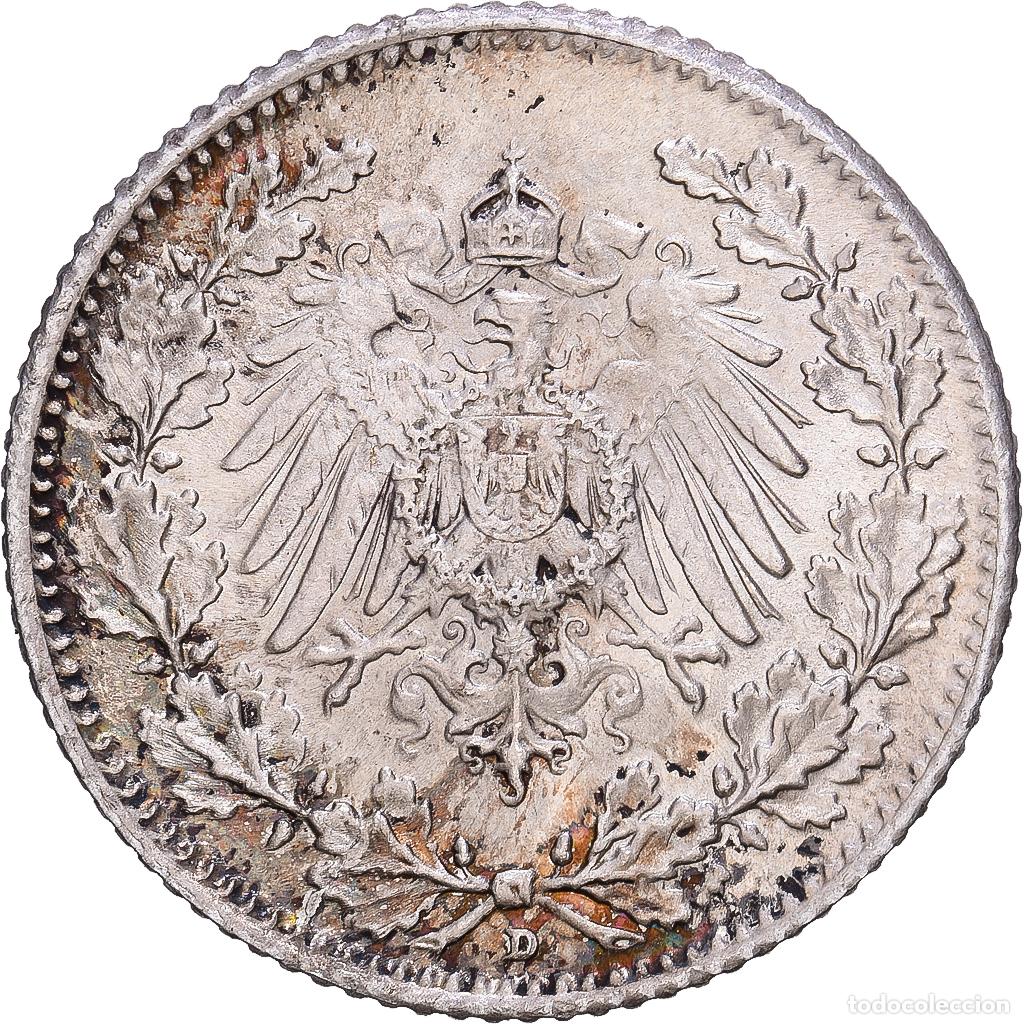 Monedas antiguas de Europa: [#1167979] ALEMANIA - IMPERIO, 1/2 Mark, 1916, Munich, Plata, MBC+, KM:17