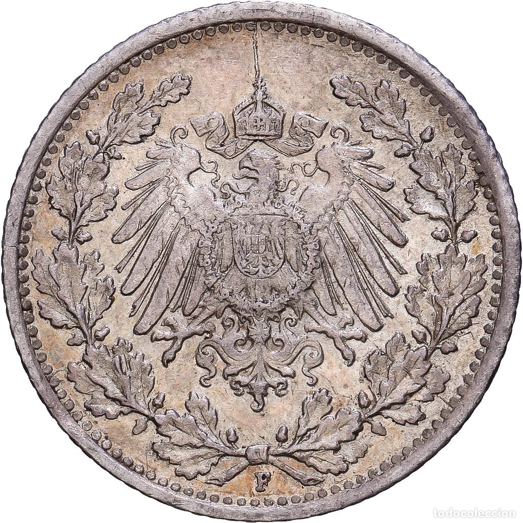 Monedas antiguas de Europa: [#1167980] ALEMANIA - IMPERIO, 1/2 Mark, 1916, Stuttgart, Plata, MBC+, KM:17