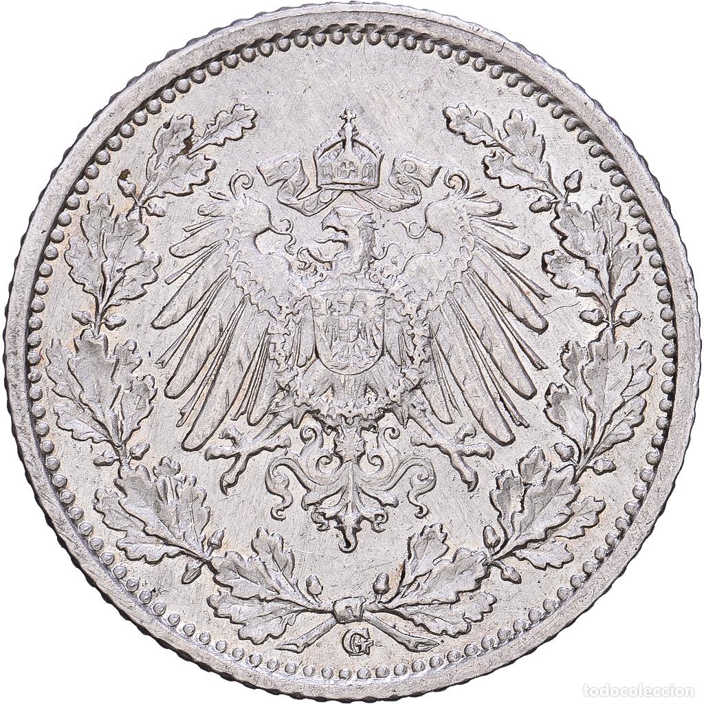 Monedas antiguas de Europa: [#1167978] ALEMANIA - IMPERIO, 1/2 Mark, 1915, Karlsruhe, Plata, MBC+, KM:17