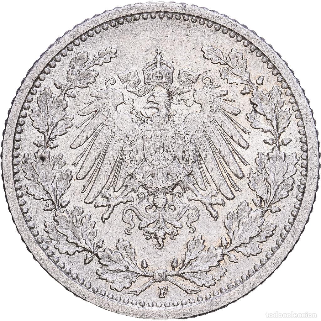 Monedas antiguas de Europa: [#1167975] ALEMANIA - IMPERIO, Wilhelm II, 1/2 Mark, 1913, Stuttgart, Plata, MBC, KM:17