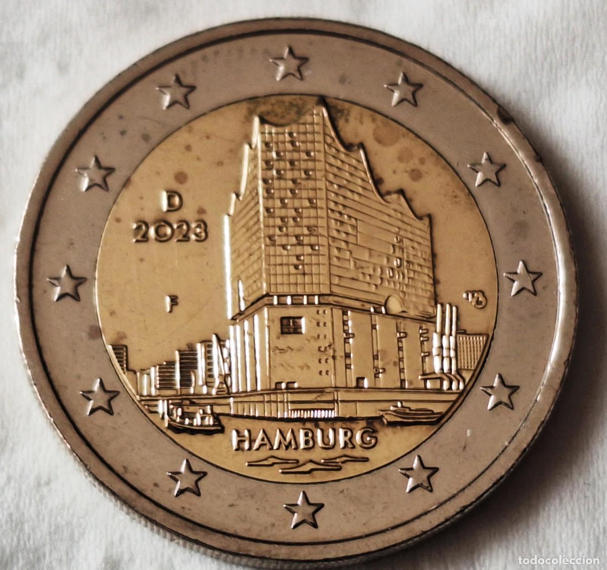 Monedas antiguas de Europa: ALEMANIA - MONEDA CONMEMORATIVA DE 2 DE EUROS DEL A&Ntilde;O 2023 CECA &rdquo;F&rdquo; - HAMBURGO- BIEN CONSERVADA