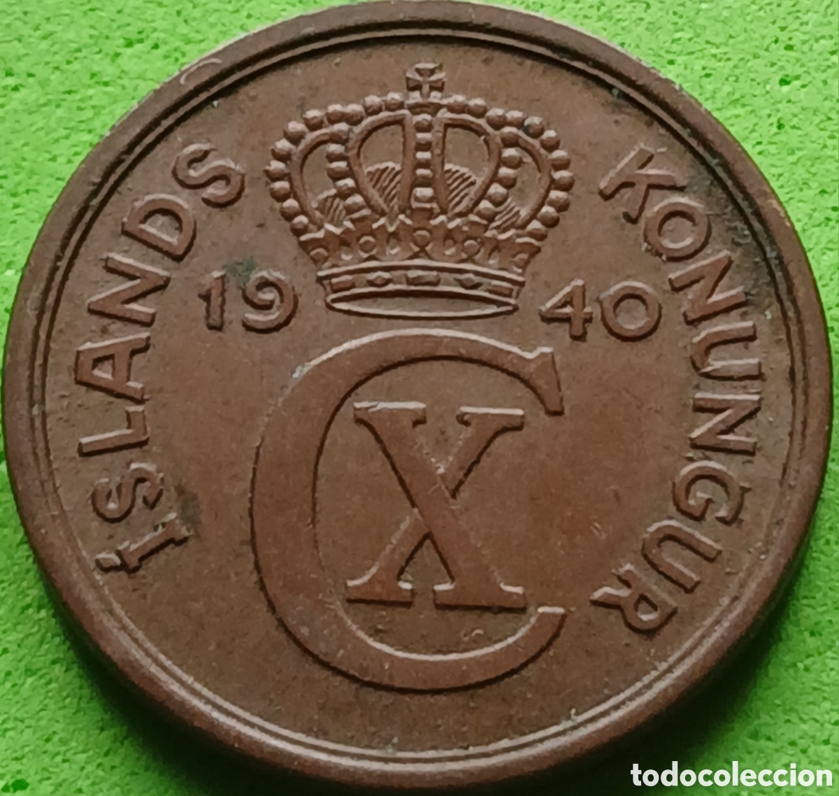 Monedas antiguas de Europa: Islandia 2 aurar 1940 km#6 sin marca de ceca