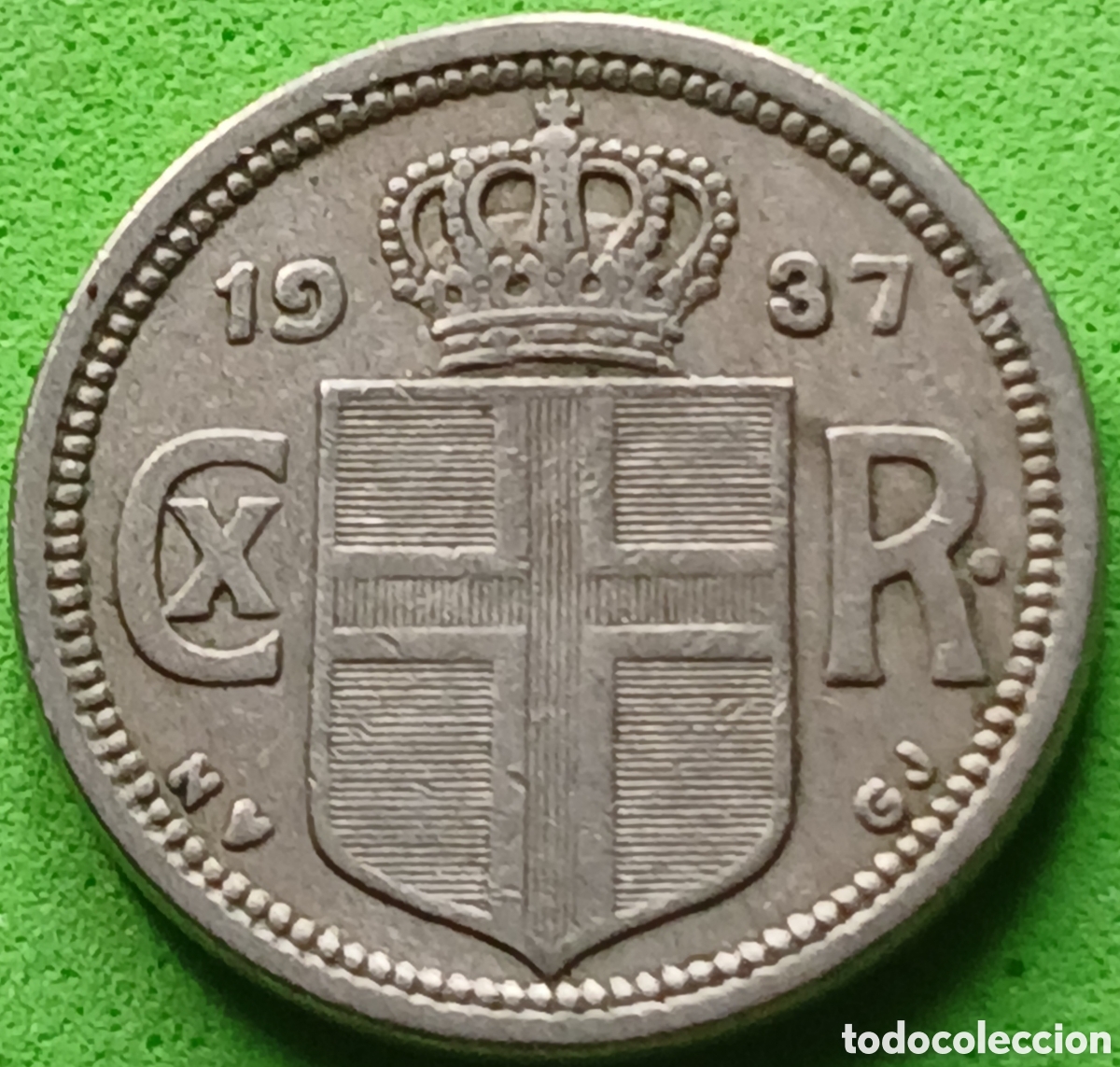 Monedas antiguas de Europa: Islandia 25 aurar 1937 km#2 ESCASA!!