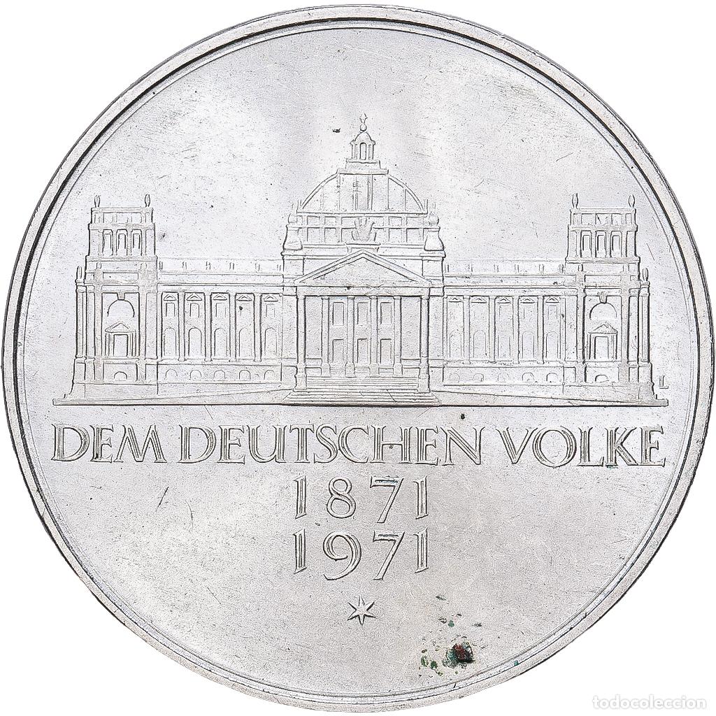Monedas antiguas de Europa: [#1168011] ALEMANIA - REP&Uacute;BLICA FEDERAL, 5 Mark, 1971, Karlsruhe, Plata, EBC, KM:128.1
