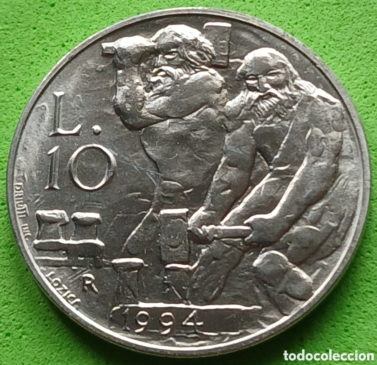 Monedas antiguas de Europa: San Marino 10 liras 1994 km#309 poco com&uacute;n!!