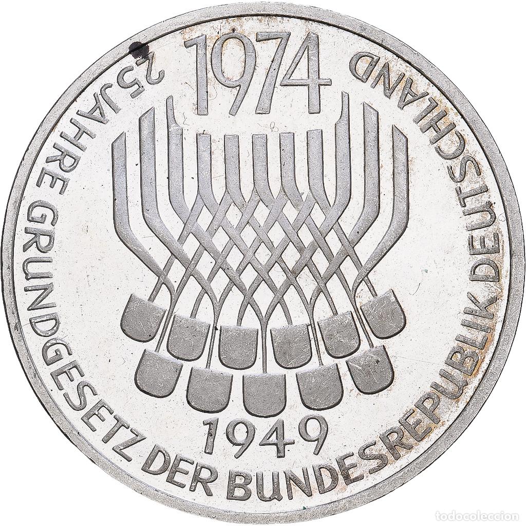 Monedas antiguas de Europa: [#1168019] ALEMANIA - REP&Uacute;BLICA FEDERAL, 5 Mark, 1974, Stuttgart, Plata, MBC+, KM:138