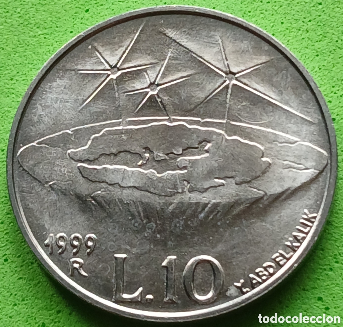 Monedas antiguas de Europa: San Marino 10 liras 1999 km#389 poco com&uacute;n!!!