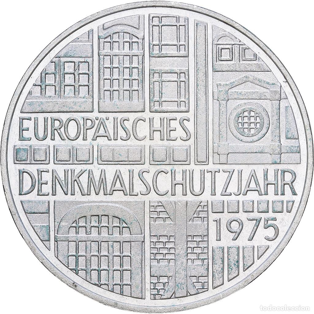 Monedas antiguas de Europa: [#1168025] ALEMANIA - REP&Uacute;BLICA FEDERAL, 5 Mark, 1975, Stuttgart, Plata, EBC, KM:142.1