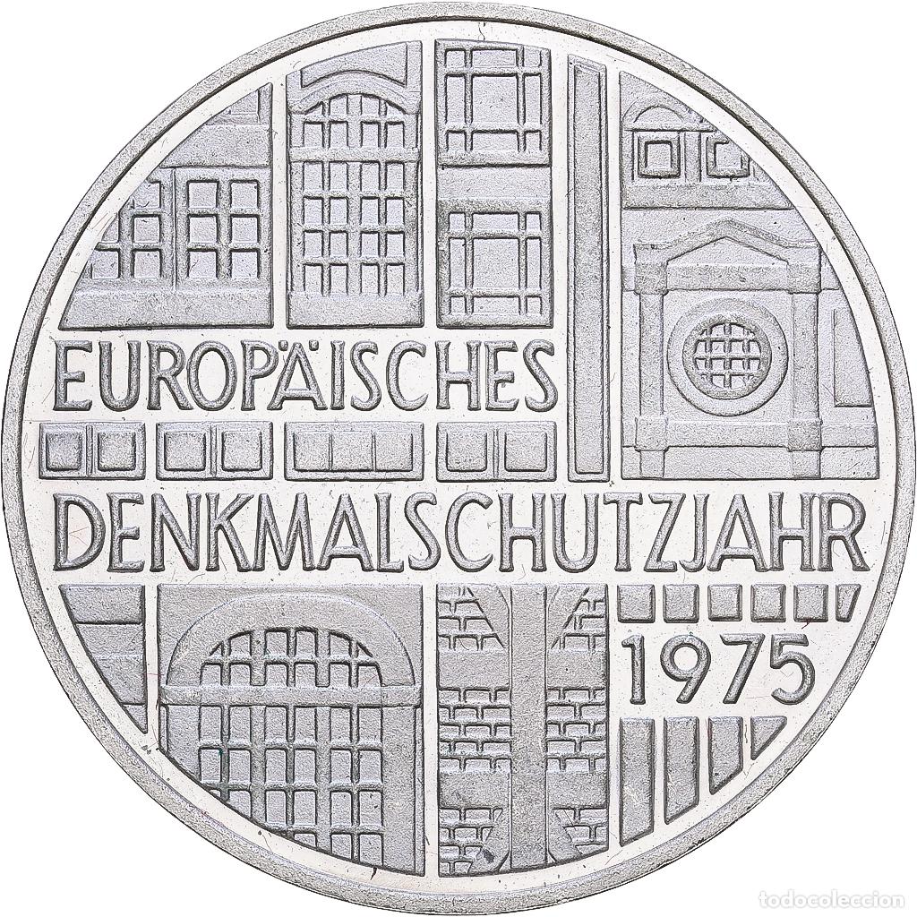 Monedas antiguas de Europa: [#1168026] ALEMANIA - REP&Uacute;BLICA FEDERAL, 5 Mark, 1975, Stuttgart, Plata, EBC, KM:142.1