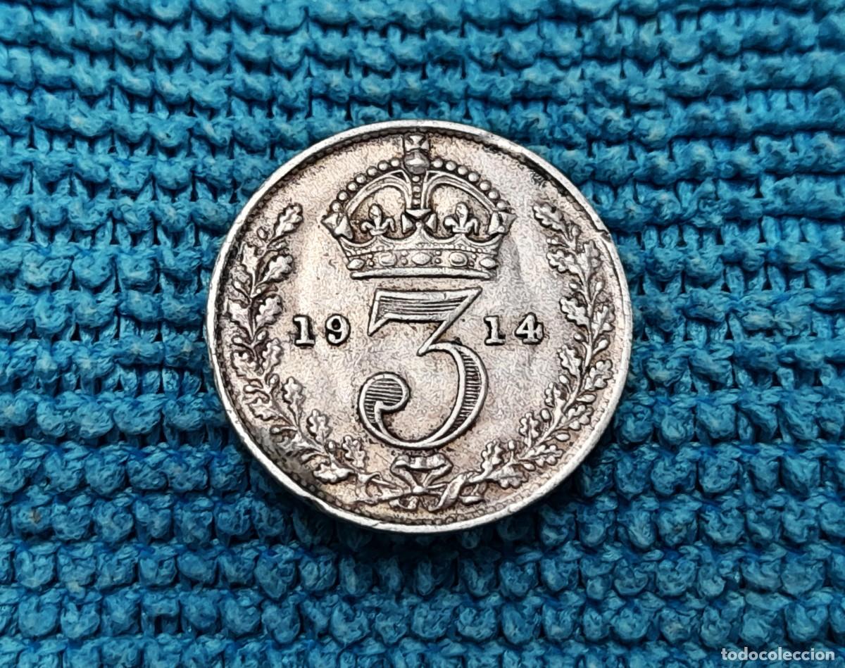 Monedas antiguas de Europa: Reino Unido, Geprge V, 3 Pence 1914