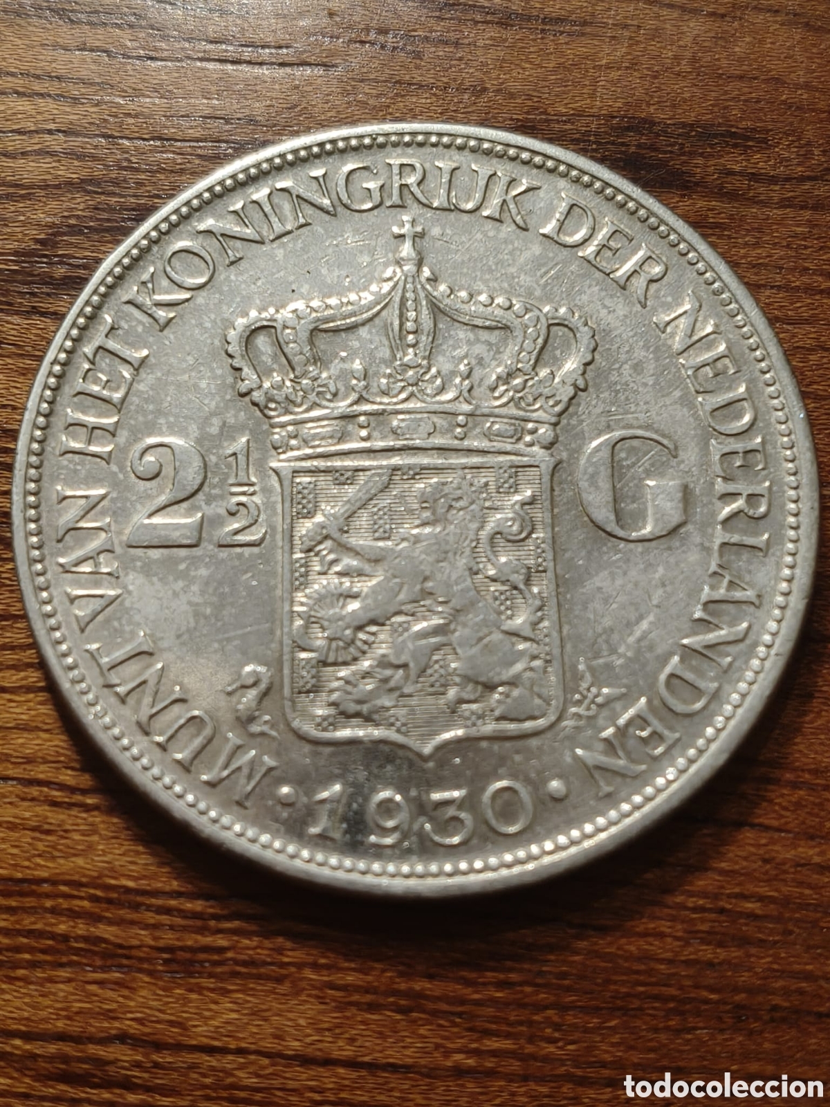 Monedas antiguas de Europa: Moneda 2 1/2 gulden 1930 pa&iacute;ses bajos, plata