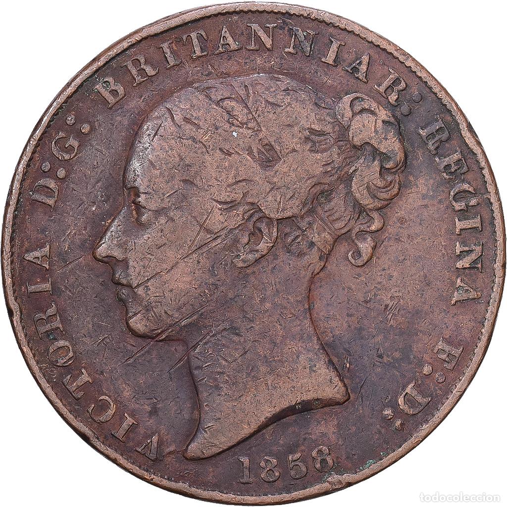Monedas antiguas de Europa: [#1168208] Jersey, Victoria, 1/13 Shilling, 1858, Cobre, BC+, KM:3