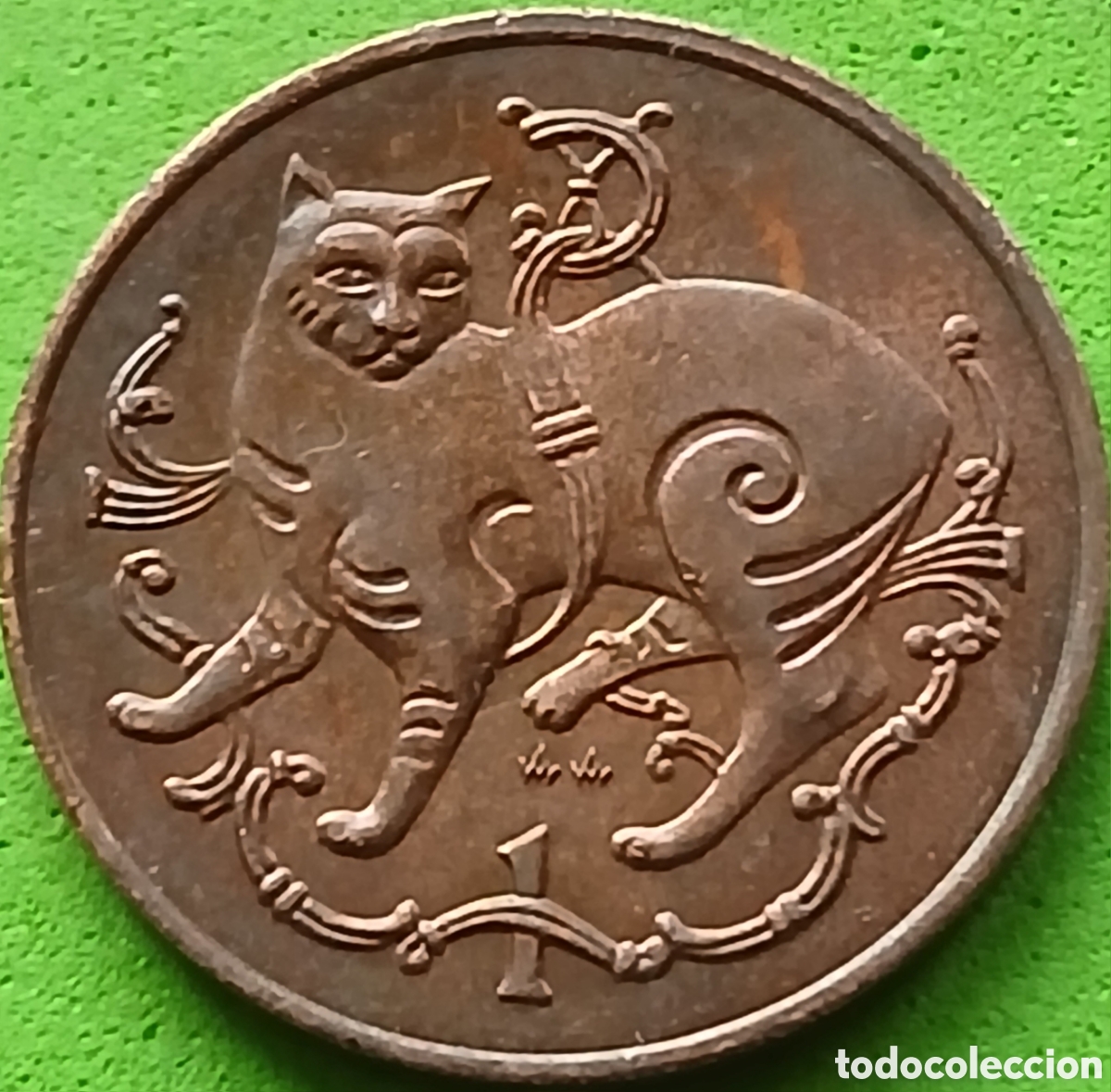 Monedas antiguas de Europa: Isle of Man 1 penique 1980 km#59 marca de ceca &rdquo;AA&rdquo; !!
