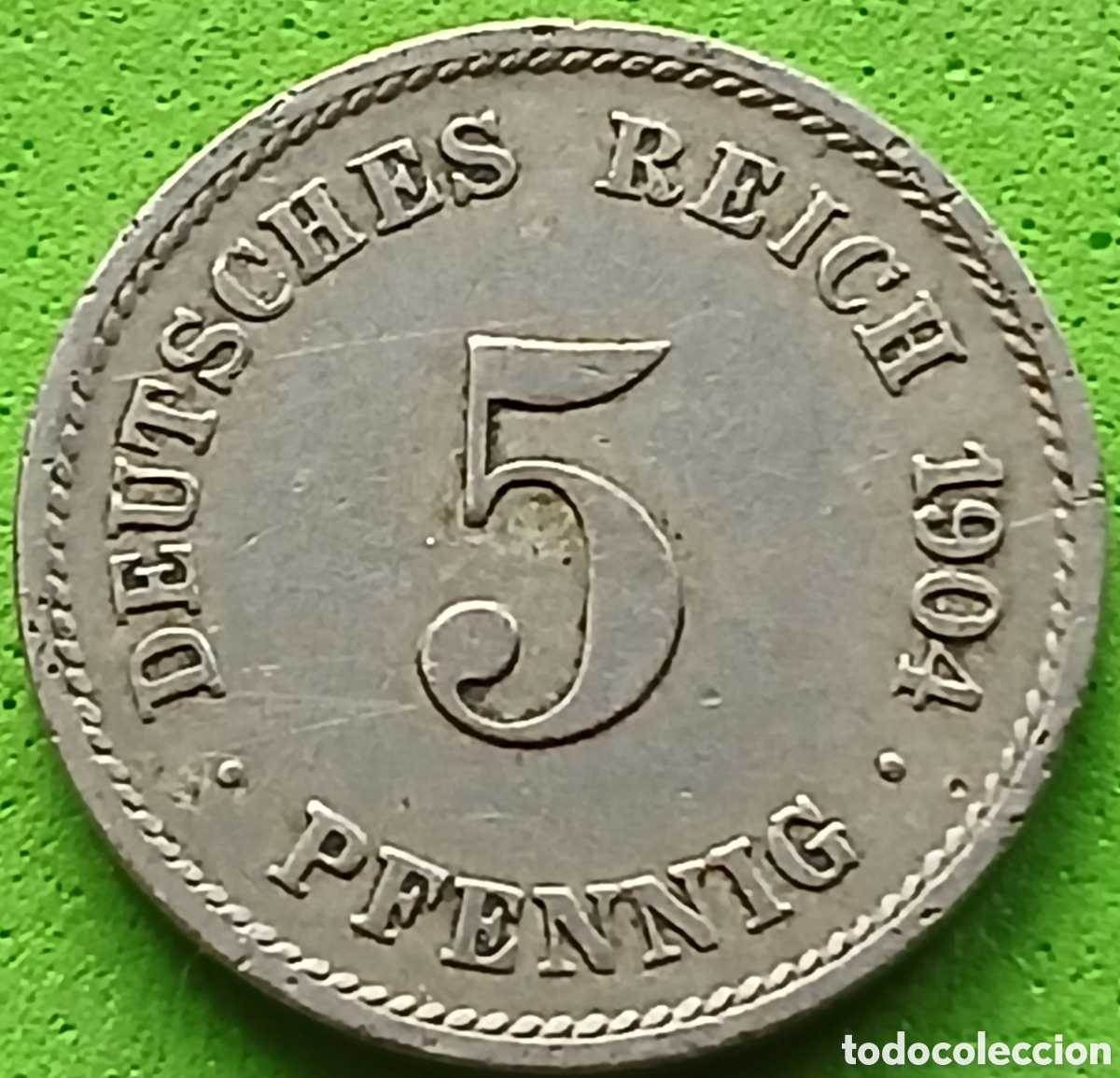 Monedas antiguas de Europa: Alemania Imperio 5 pfennig 1904 G km#11 ESCASA!