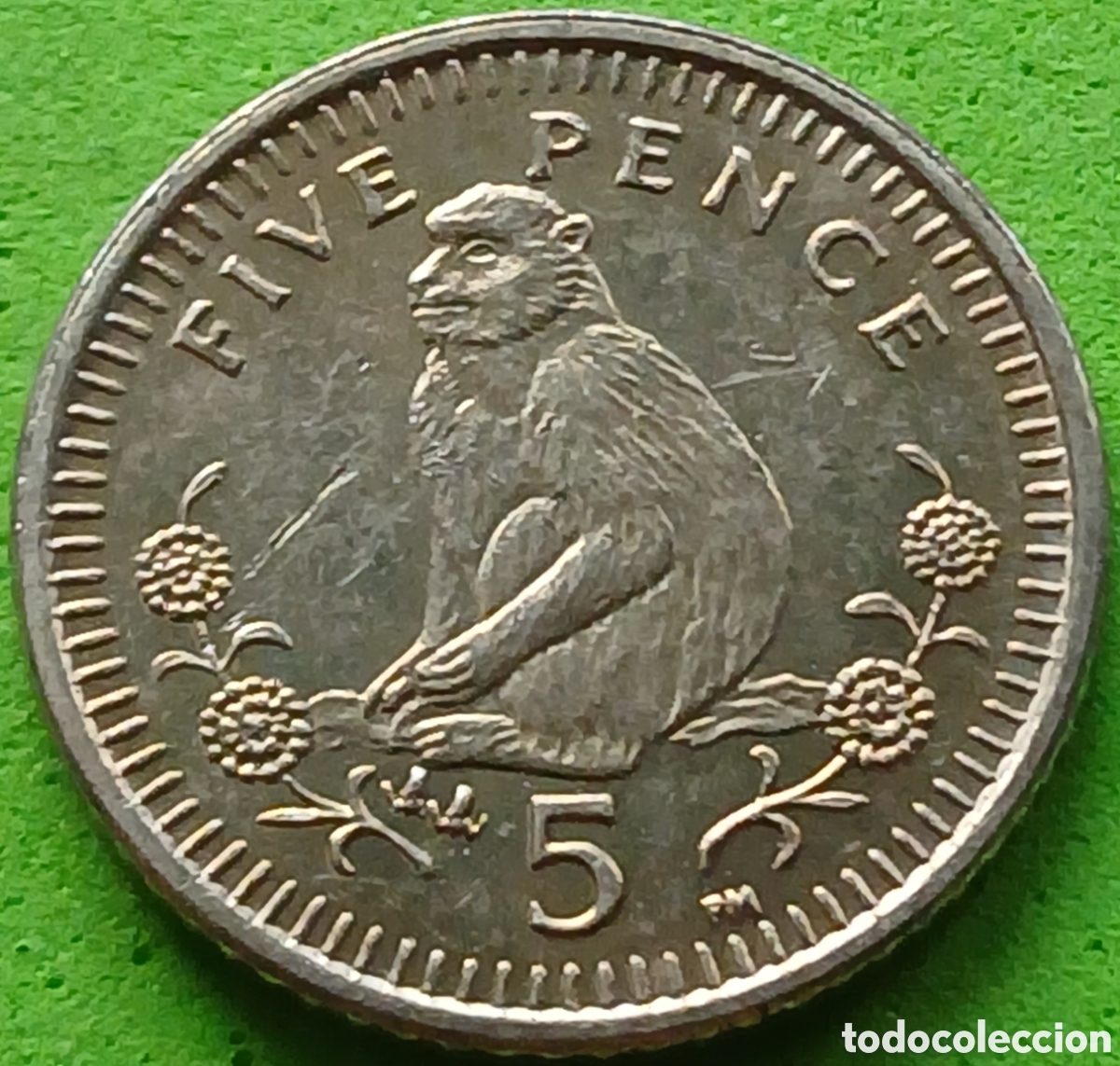 Monedas antiguas de Europa: Gibraltar five pence 2003 km#775 ceca &rdquo;AA&rdquo; , no magn&eacute;tica, poco com&uacute;n