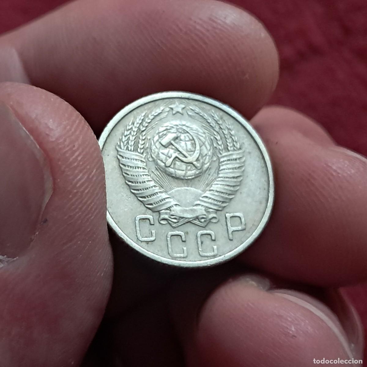 Monedas antiguas de Europa: MONEDA DE LA URSS DE 15 KOPEKS 1955 F, (16 cintas) Y# 117, Sch&ouml;n# 66, N# 5992.