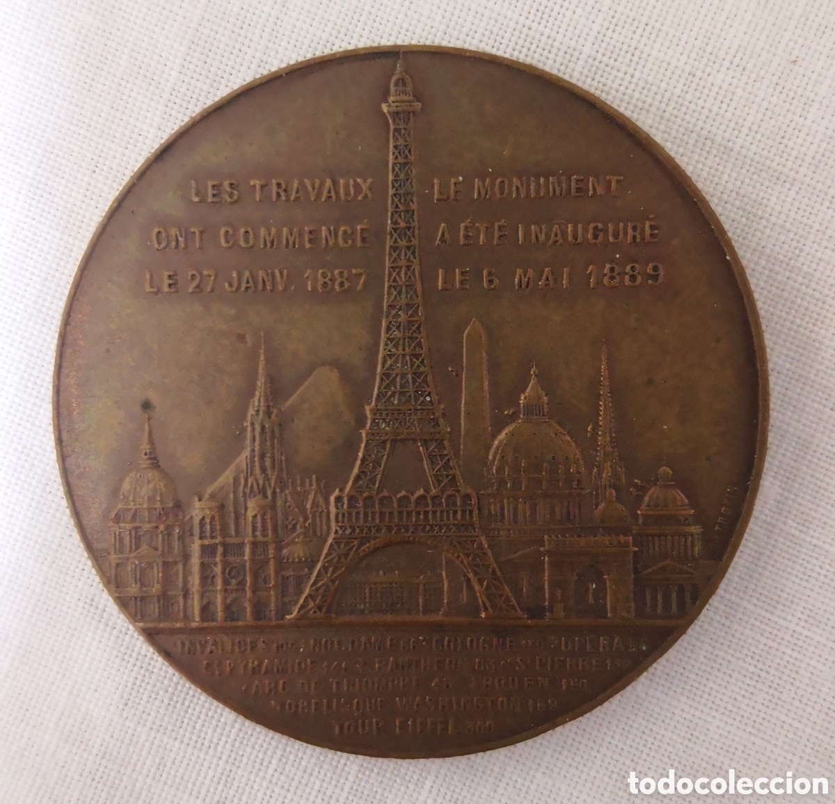 Monedas antiguas de Europa: FRANCIA medalla conmemorativa de bronce de 1889