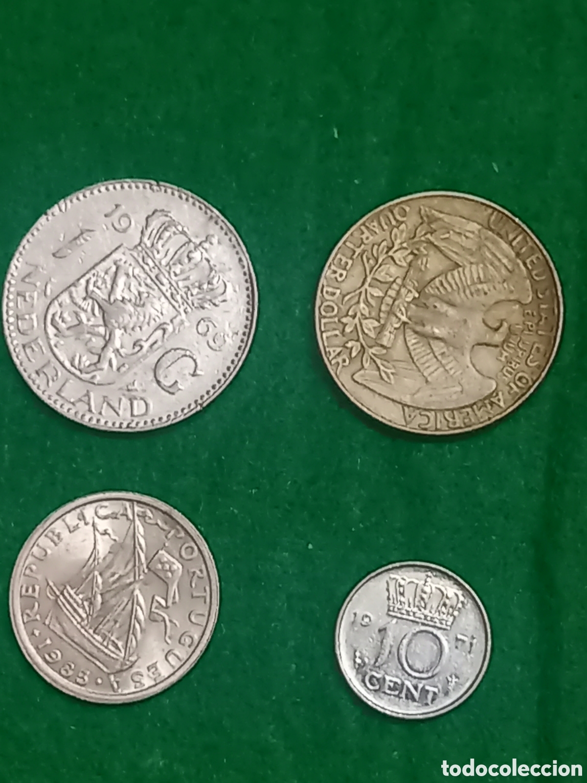 Monedas antiguas de Europa: Lote de 4 Monedas Extranjeras (EE.UU., Portugal y Pa&iacute;ses Bajos) - Subasta desde 1&euro;