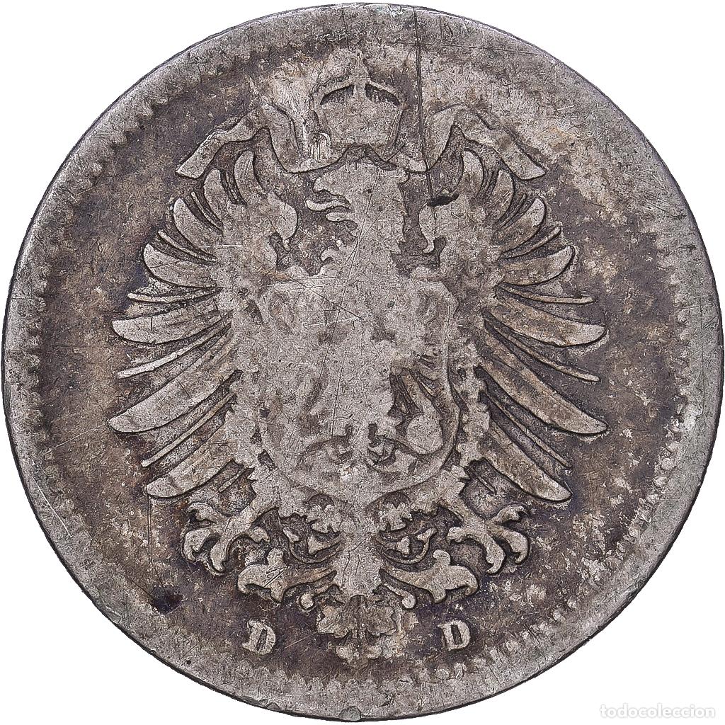 Monedas antiguas de Europa: [#1168223] ALEMANIA - IMPERIO, Wilhelm I, 20 Pfennig, 1875, Munich, Plata, BC+, KM:5