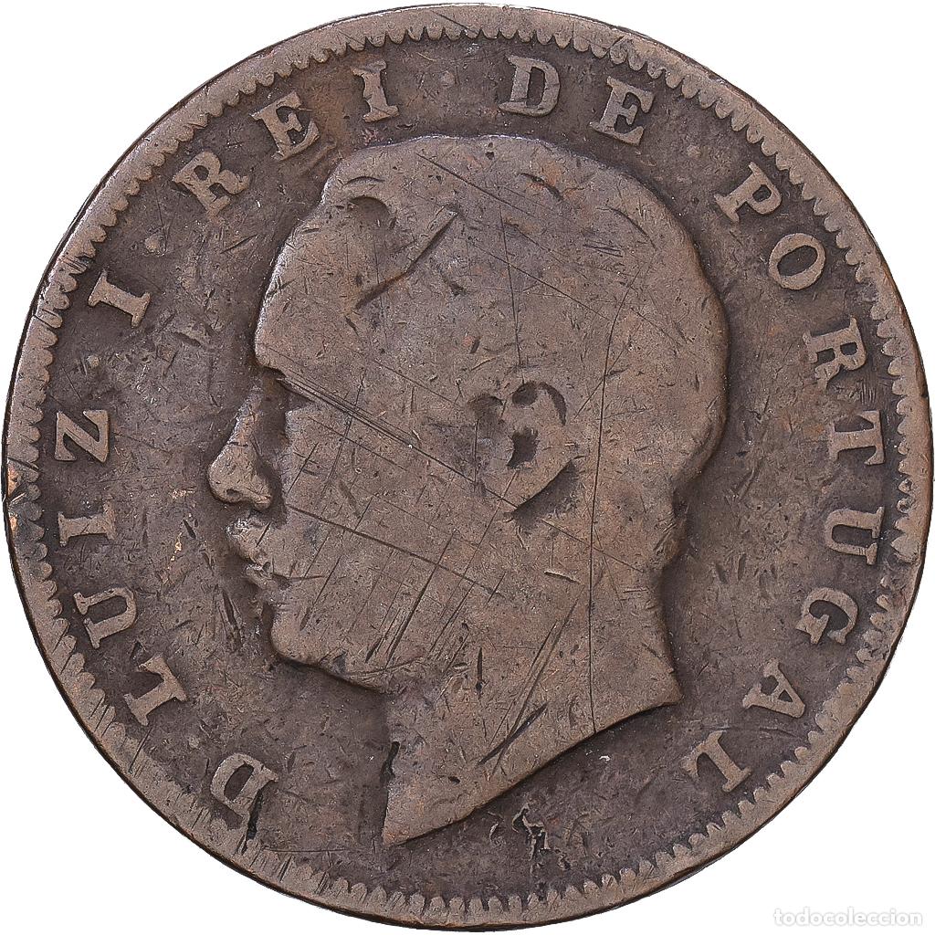Monedas antiguas de Europa: [#1168253] Portugal, Luiz I, 10 Reis, 1883, Bronce, BC+, KM:526