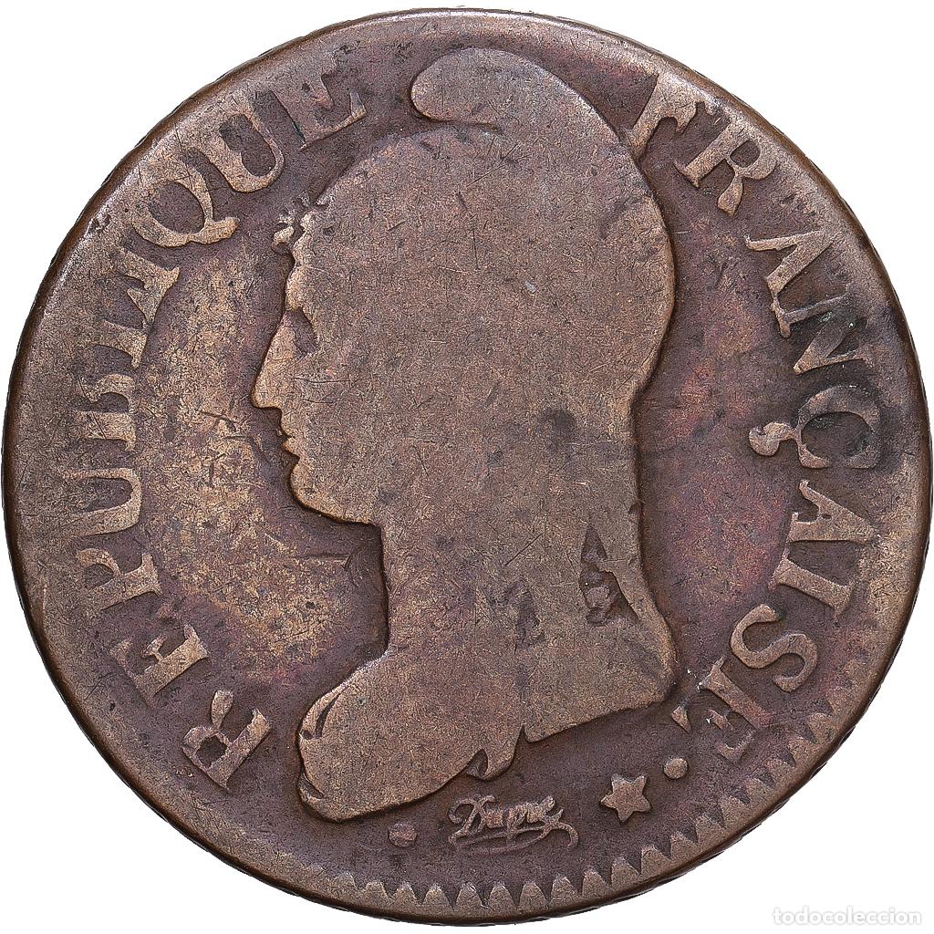 Monedas antiguas de Europa: [#1168263] Francia, 5 Centimes, Dupr&eacute;, AN 5, Orl&eacute;ans, Cobre, BC+