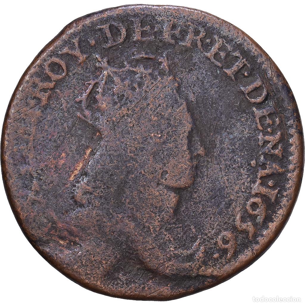 Monedas antiguas de Europa: [#1168259] Francia, Louis XIV, Liard de France, 1656, Caen, Cobre, BC+, C2G:48