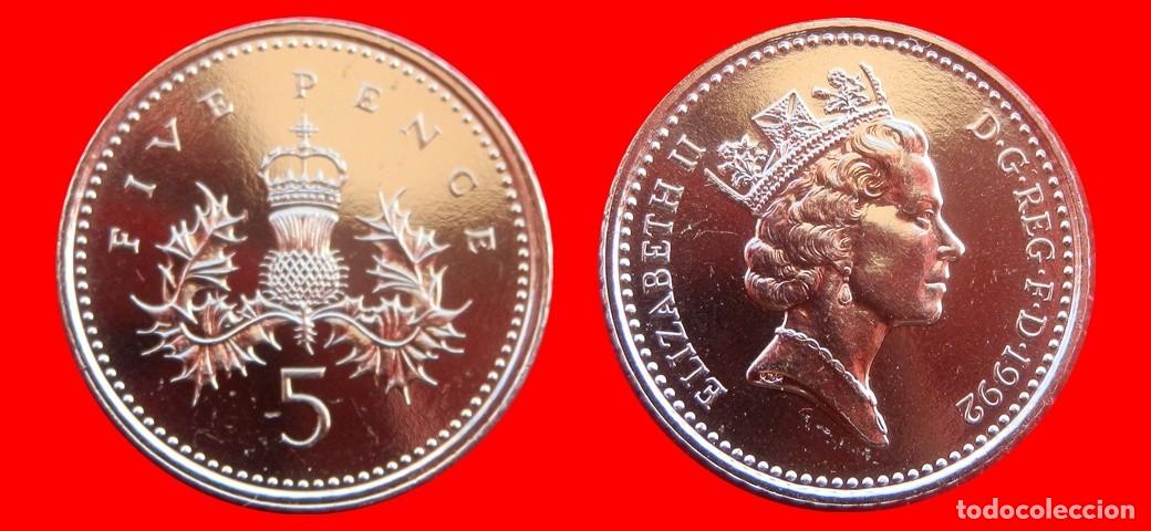 Monedas antiguas de Europa: 5 PENIQUES PENCE 1992 SIN CIRCULAR PROCEDENTE DE BLISTER INGLATERRA REINO UNIDO-10690SC